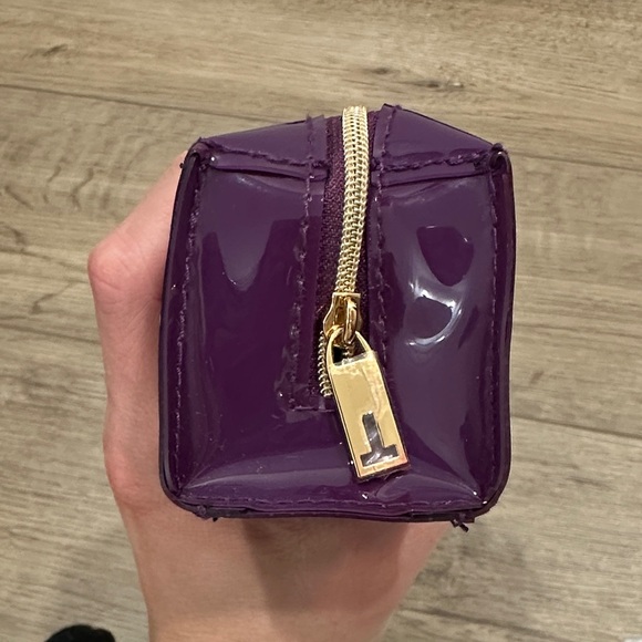 Ted Baker Aker Purple Oxblood pencil case bow patent glossy pouch cosmetic bag - Picture 4 of 8
